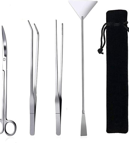 Aquarium Aquascaping Tool, Long Tweezers Scissors Spatula, 4 in 1 Stainless Steel Aquatic Plants Set for Fish Starter Kits, Aquariums Tank and Terrarium
