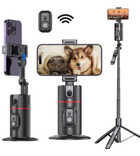 P02 Gimbal 360 Rotation AI Automatic Tracking Shooting Stabilizer Detachable Phone Clip Mini Selfie Stick Phoneholder