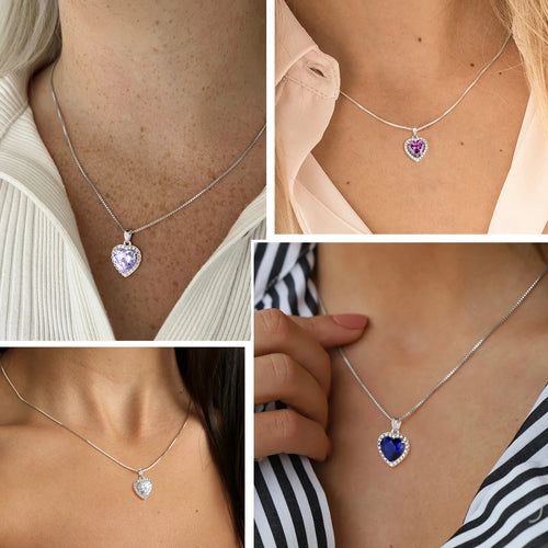 Load image into Gallery viewer, Heart Jewelry Sets Women Diamond April Birthstone Jewelry Set Necklace Earrings 925 Sterling Silver Fine Jewelry Valentines Birthday Mother'S Day Gift for Her
