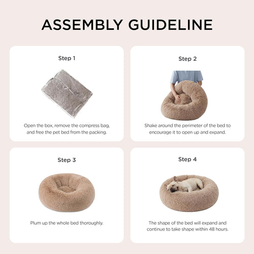 Load image into Gallery viewer, Calming Cat Beds for Indoor Cats - Small Cat Bed Washable 20 Inches, Anti-Slip round Fluffy Plush Faux Fur Pet Bed, Fits up to 15 Lbs Pets, Camel
