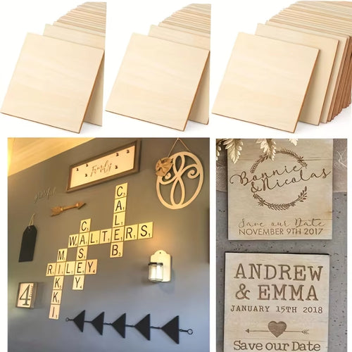 Load image into Gallery viewer, 10Pcs Wood Square 4X4In Blank Wood Sheet for Crafts, Thin Unfinished Wood Squares for Wood Burning Painting Staining Wood Engrav
