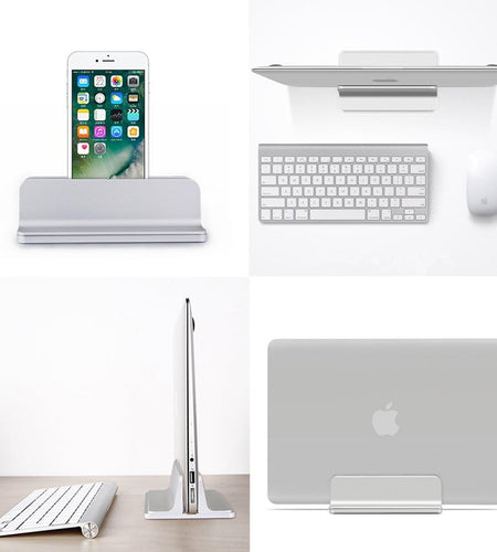 Vertical Laptop Stand, Laptops Cradle Holder, Laptop Standing Desk Dock with Adjustable Size, Laptop Computer Accessories Holder for Macbook Pro/Air Dell Hp Surface Ipad-Silver