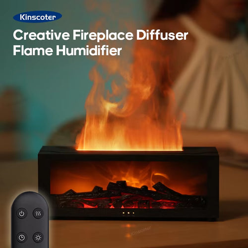 Load image into Gallery viewer, Fireplace Aroma Diffuser Creative Flame Humidifier Waterless Auto-Off Protection with Remote and Realistic Fireplace Night Light
