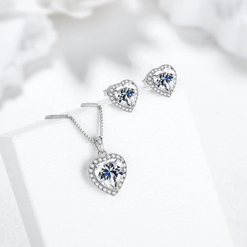 Load image into Gallery viewer, Heart Jewelry Sets Women Diamond April Birthstone Jewelry Set Necklace Earrings 925 Sterling Silver Fine Jewelry Valentines Birthday Mother'S Day Gift for Her
