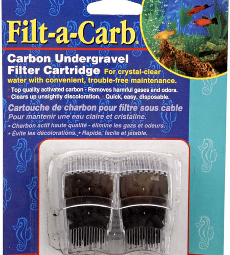 Filt-A-Carb Replacement Activated Carbon Media Cartridges (2 Pack) – Fits Multi-Pore and Undergravel “E” Filters – Provides Chemical Filtration (FC2)