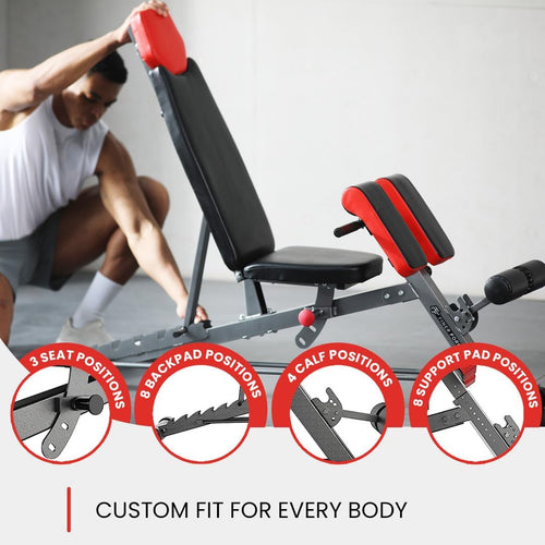 Load image into Gallery viewer, Multi-Functional FID Weight Bench for Full All-In-One Body Workout – Hyper Back Extension, Roman Chair, Adjustable Ab Sit up Bench, Incline Decline Bench, Flat Bench
