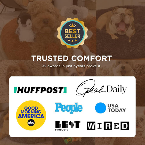 Load image into Gallery viewer, Calming Cat Beds for Indoor Cats - Small Cat Bed Washable 20 Inches, Anti-Slip round Fluffy Plush Faux Fur Pet Bed, Fits up to 15 Lbs Pets, Camel
