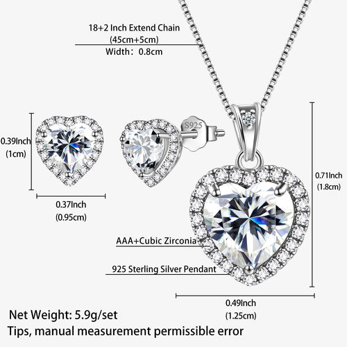 Load image into Gallery viewer, Heart Jewelry Sets Women Diamond April Birthstone Jewelry Set Necklace Earrings 925 Sterling Silver Fine Jewelry Valentines Birthday Mother'S Day Gift for Her
