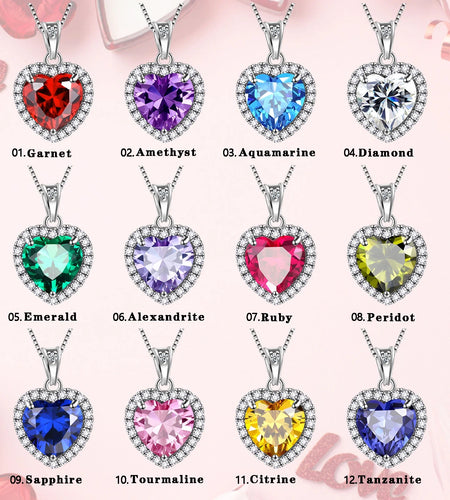 Heart Jewelry Sets Women Diamond April Birthstone Jewelry Set Necklace Earrings 925 Sterling Silver Fine Jewelry Valentines Birthday Mother'S Day Gift for Her