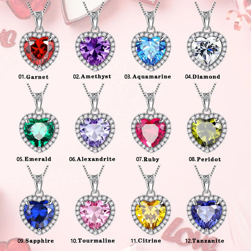 Load image into Gallery viewer, Heart Jewelry Sets Women Diamond April Birthstone Jewelry Set Necklace Earrings 925 Sterling Silver Fine Jewelry Valentines Birthday Mother'S Day Gift for Her
