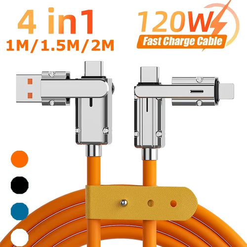 Load image into Gallery viewer, 4 in 1 120W USB Type C to Type C IOS Cable 3 in 1 PD 100W Fast Charging Data Cable for Iphone 11 12 13 14 15 Pro Max Samsung S24

