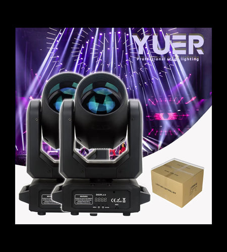 2Pcs Stage Light Moving Head Light 200W 12 Gobos 8 Colors Spotlight DMX 512 with Sound Activated for Wedding DJ Party Lighting