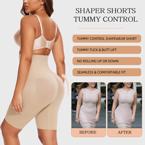 Load image into Gallery viewer, 2 Packs Tummy Control Shapewear Shorts Faja Body Shaper for Women High-Waisted Thigh Slimming
