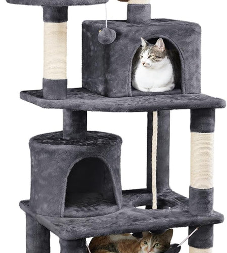 62.2 Inches Cat Tree Cat Towers Cat Condo with Platform & Hammock, Scratching Posts for Kittens Pet Play House with Plush Perch for Indoor Activity Relaxing
