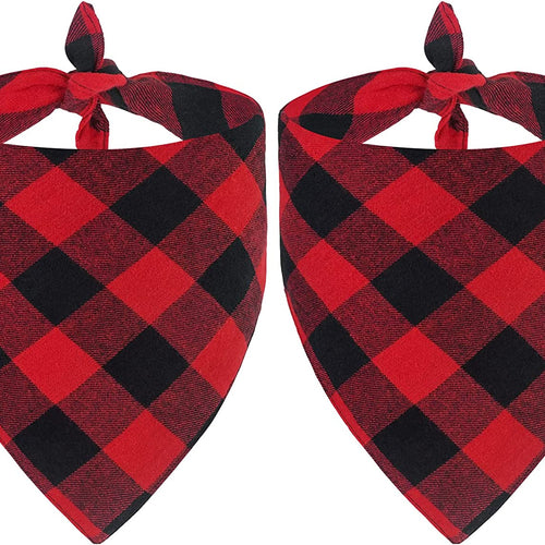 Load image into Gallery viewer, 2 Pack Dog Christmas Bandanas, Classic Buffalo Red Plaid Pet Bandana Scarf Triangle Bibs Kerchief Pet Costume Outfit Accessories for Small Medium Large and Extra Large Dogs Cats Pets (Small)
