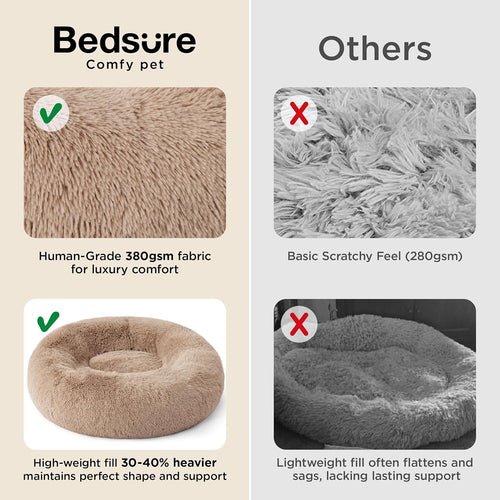 Load image into Gallery viewer, Calming Cat Beds for Indoor Cats - Small Cat Bed Washable 20 Inches, Anti-Slip round Fluffy Plush Faux Fur Pet Bed, Fits up to 15 Lbs Pets, Camel

